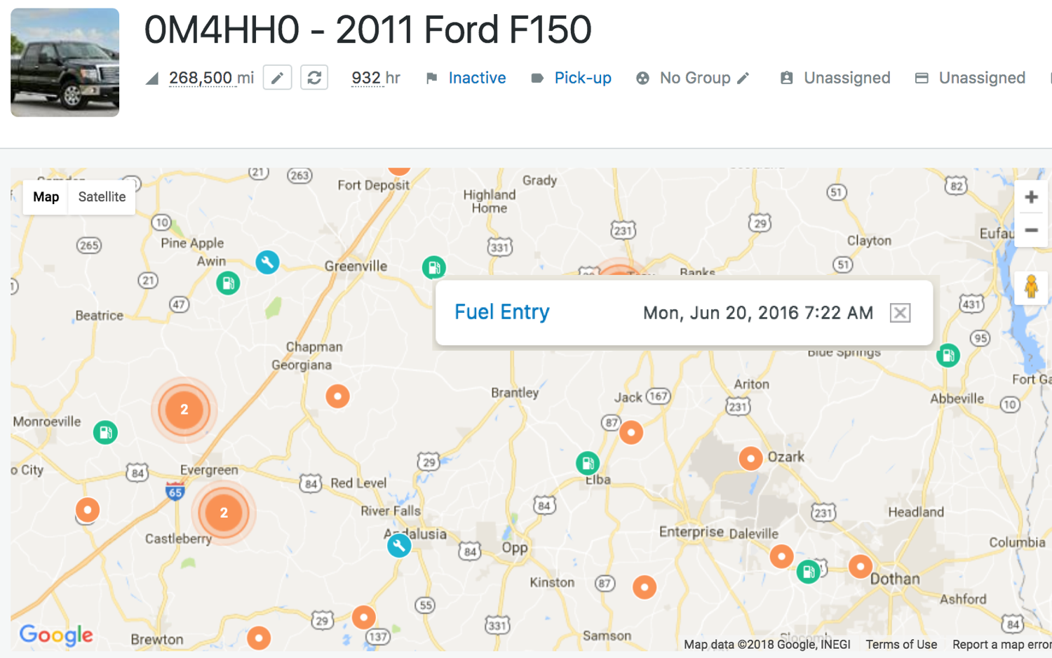 Vehicle history fuel multi