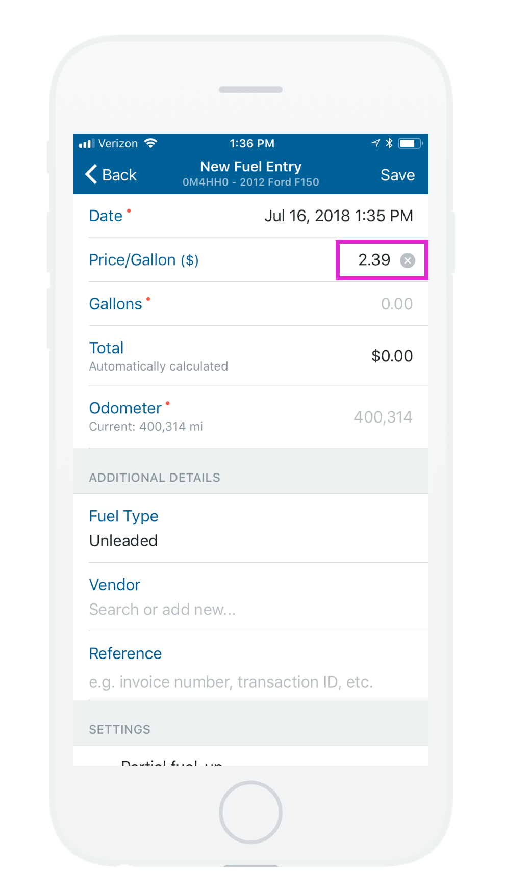 default-fuel-price