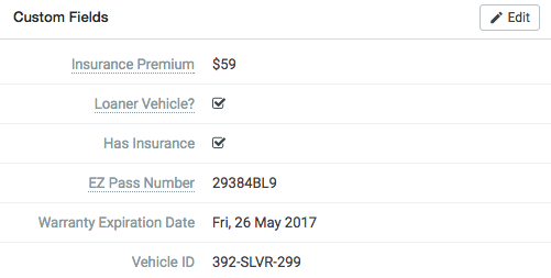 fleet vehicle custom fields