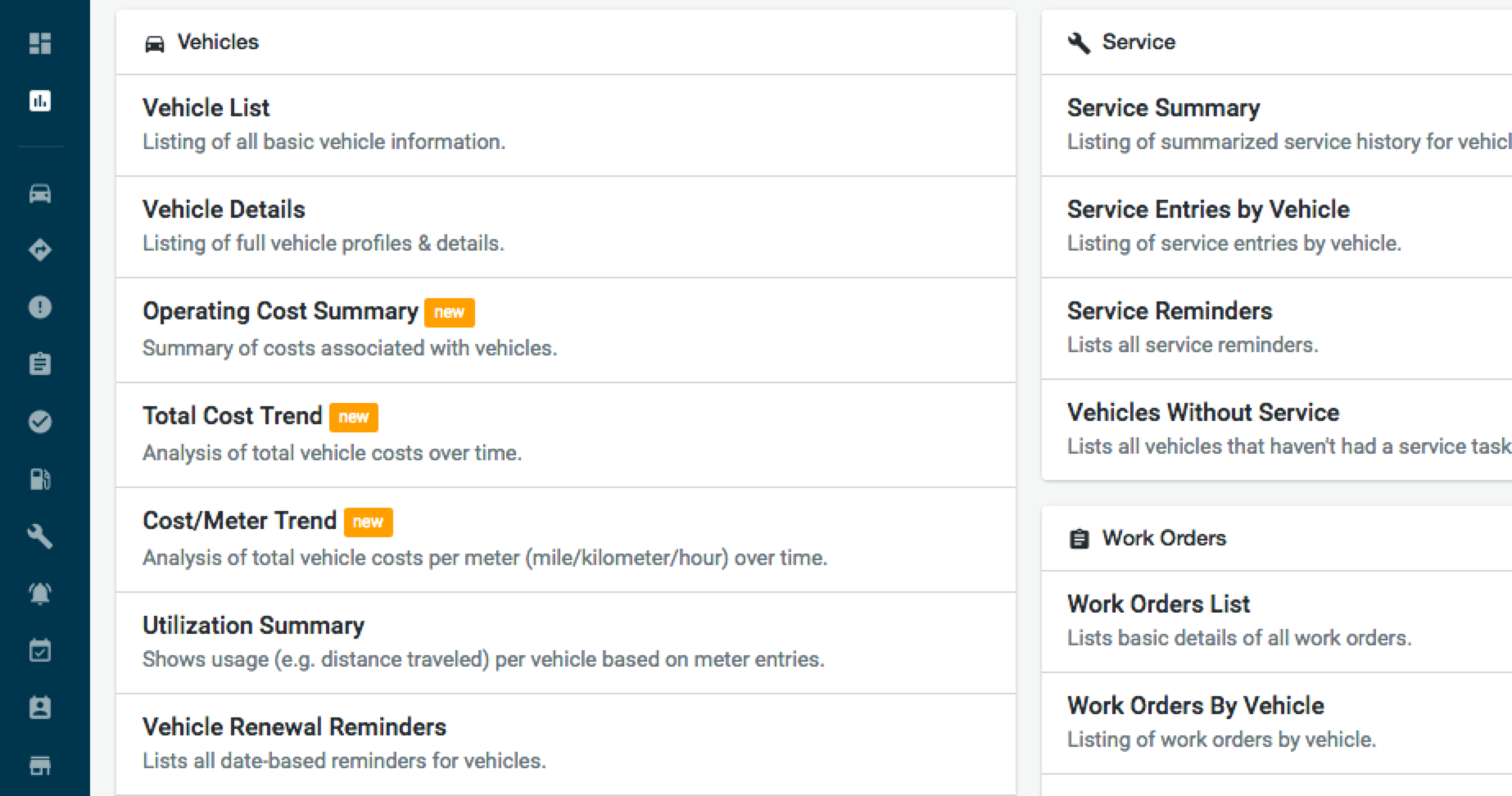 new cost summary and trend reports