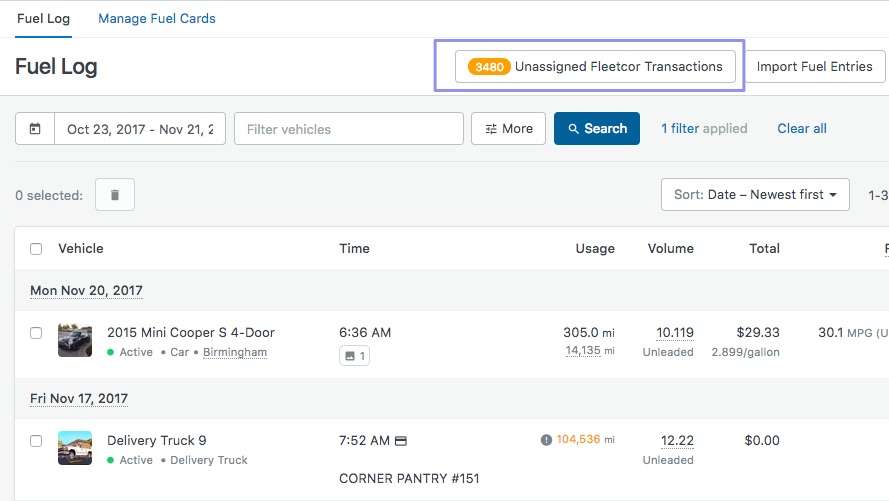 fuel card transactions