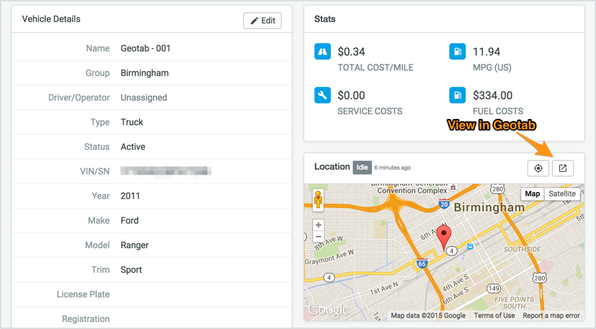 fleetio gps geotab map view