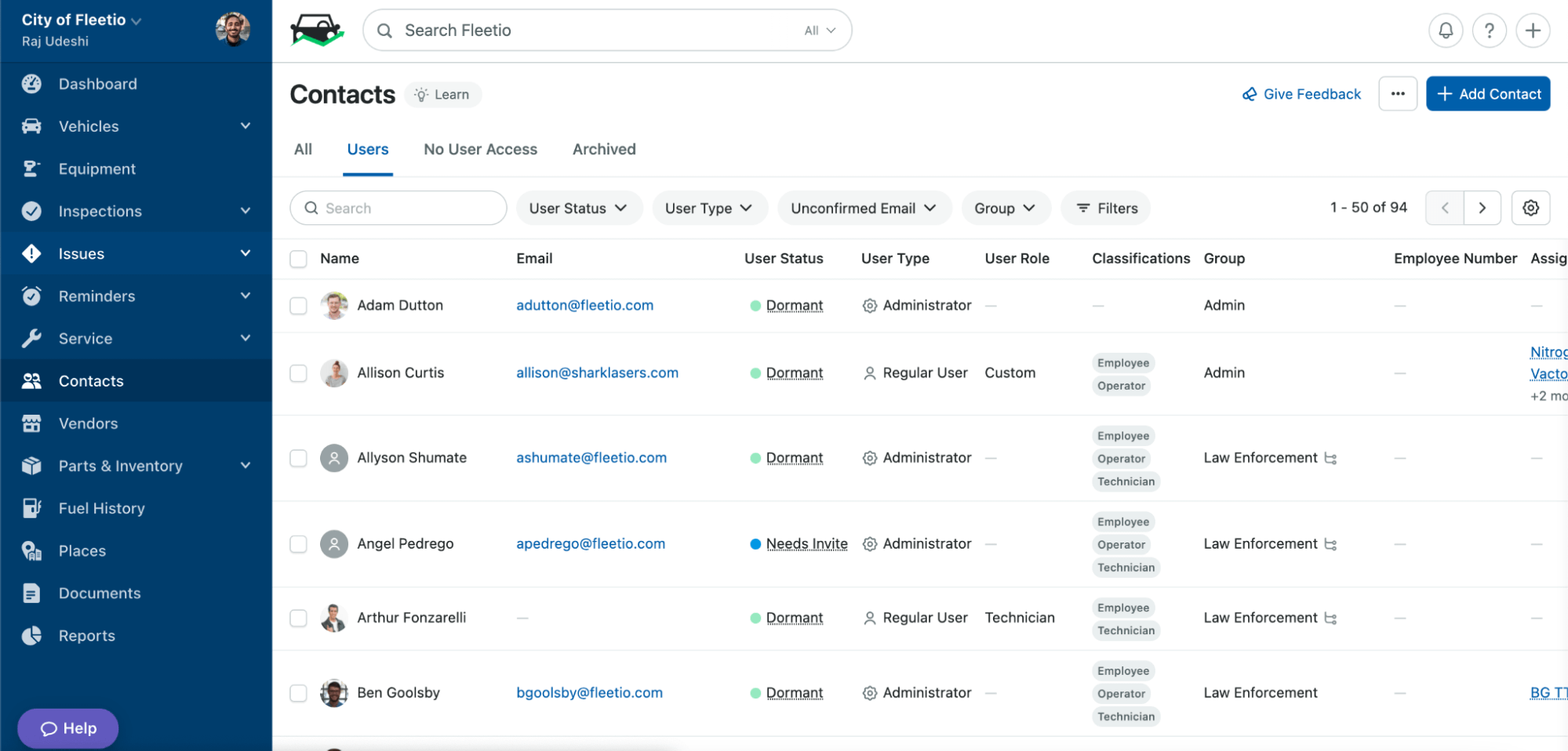 Managing contacts