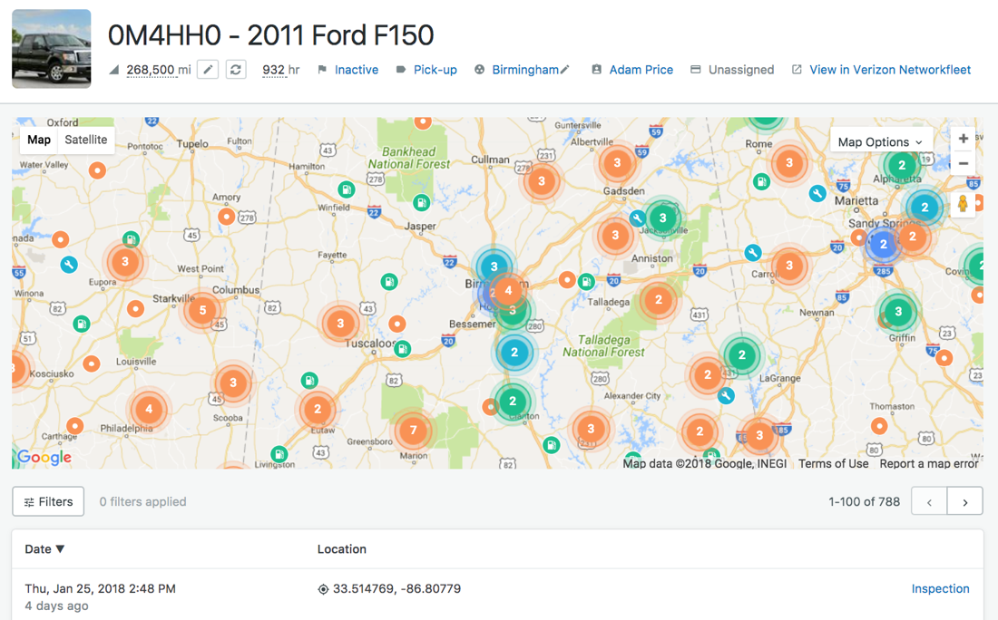 Vehicle location map full