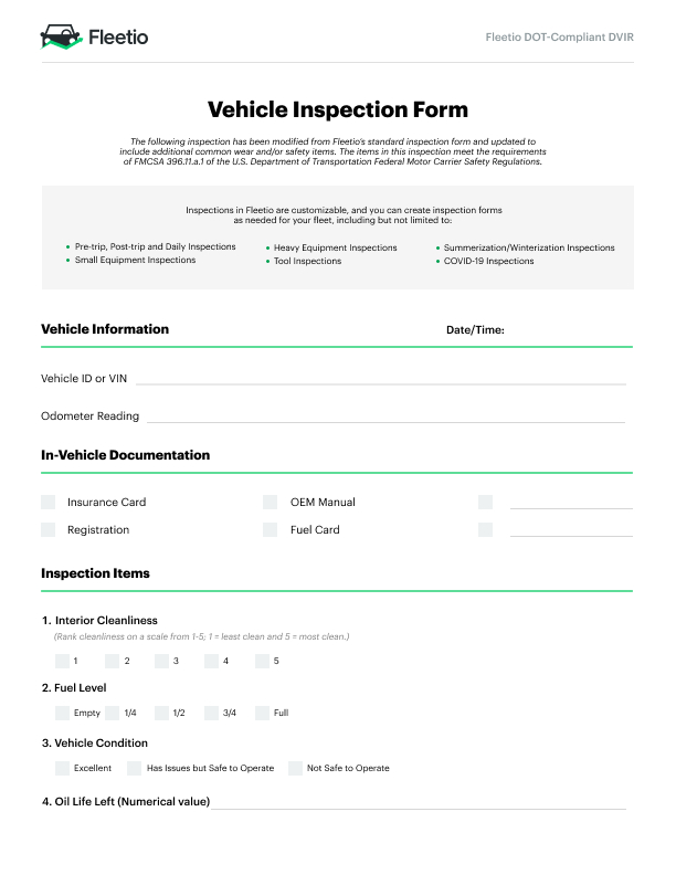 Inspection form